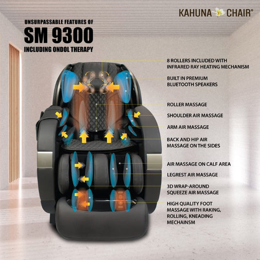 Kahuna Chair SM-9300 Premium 4D Massage Chair with Body Scan & Dual Heating
