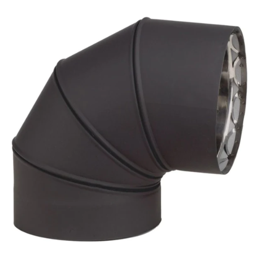 Ventis 6'' Double-Wall Black Stove Pipe 90-Degree Fixed Elbow VDB0690F