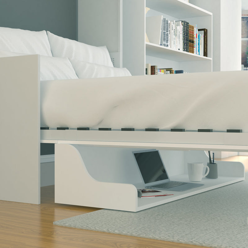 Load image into Gallery viewer, Murphy Bed With Desk &amp; 2 Storage Cabinets, Double Size, White by Leto Muro
