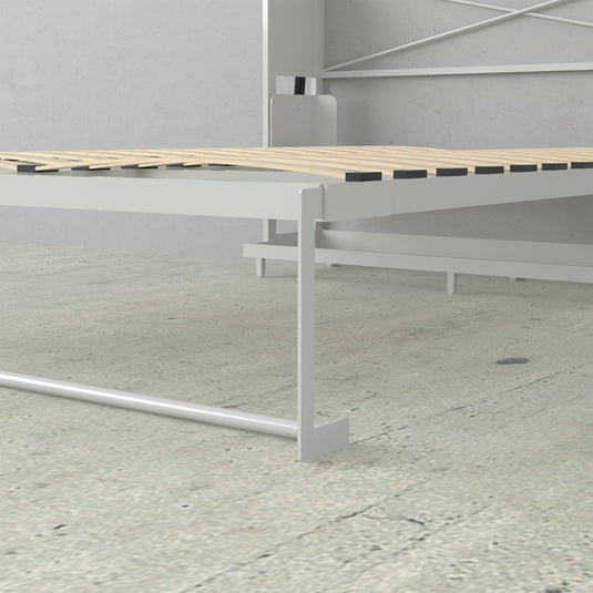 Murphy Bed With Desk & 2 Storage Cabinets, Double Size, White by Leto Muro