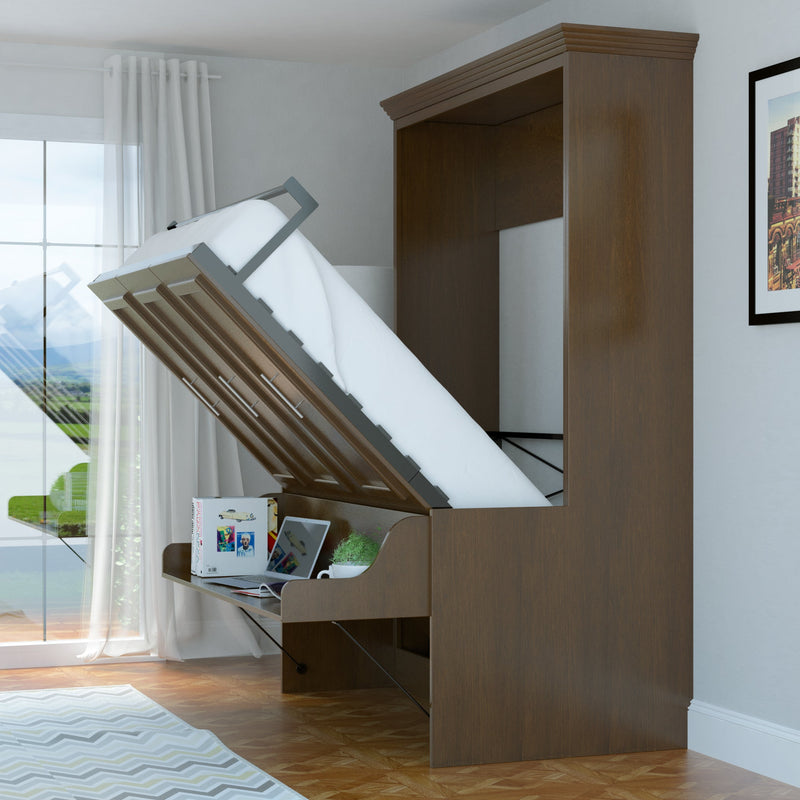 Load image into Gallery viewer, Murphy Bed With Desk &amp; 2 Storage Cabinets, Full Size Coventry Walnut by Leto Muro
