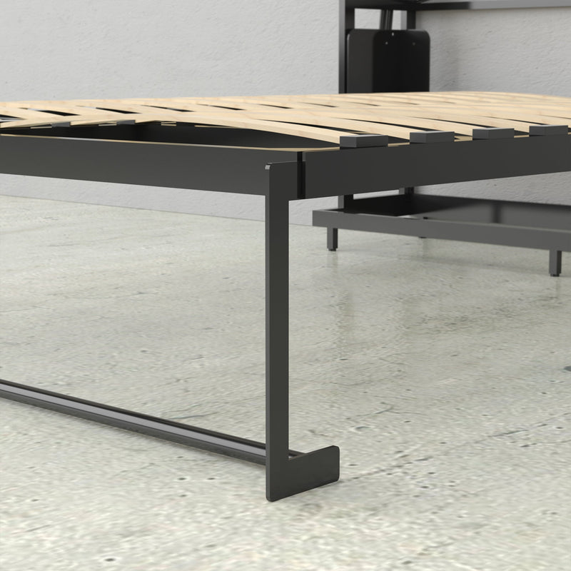 Load image into Gallery viewer, Murphy Bed With Desk &amp; 2 Storage Cabinets, Full Size Coventry Walnut by Leto Muro
