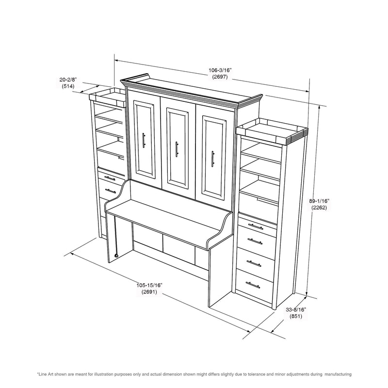 Load image into Gallery viewer, Murphy Bed With Desk &amp; 2 Storage Cabinets, Full Size Coventry Walnut by Leto Muro
