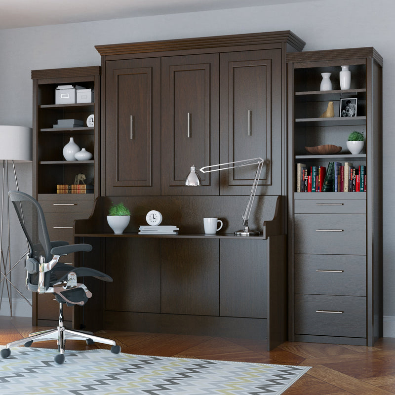 Load image into Gallery viewer, Murphy Bed With Desk &amp; 2 Storage Cabinets, Full Size Coventry Walnut by Leto Muro
