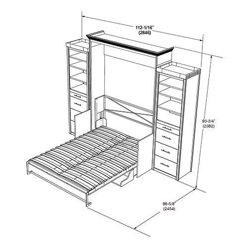 Load image into Gallery viewer, Murphy Bed With Desk &amp; 2 Storage Cabinets, Queen Size, White by Leto Muro
